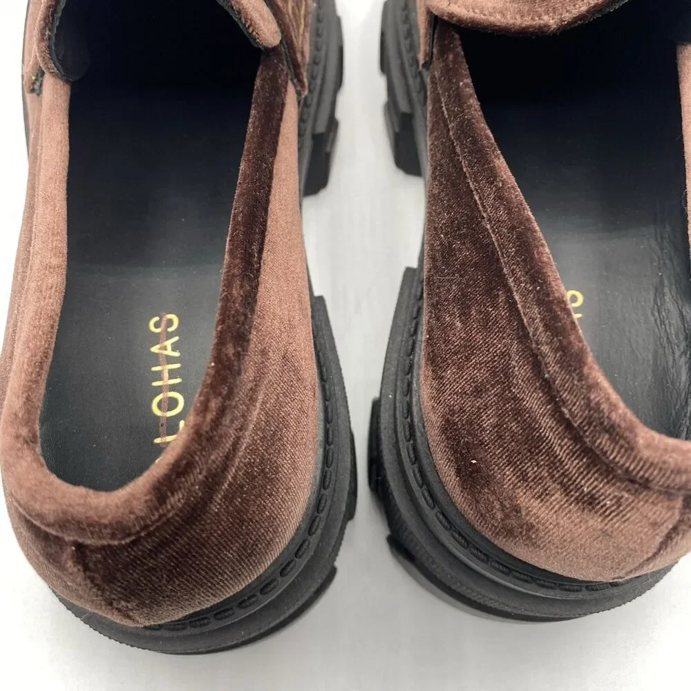 Alohas Women Platform Loafers Shoes Women 9 EU 40 Black Trailblazer Leather NWOB